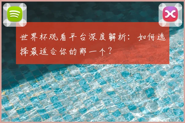 世界杯观看平台深度解析：如何选择最适合你的那一个？
