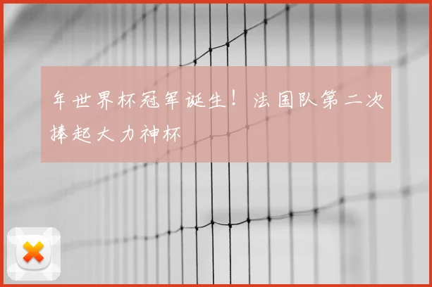 年世界杯冠军诞生！法国队第二次捧起大力神杯